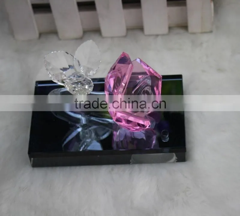 Factory directly sale hot seller high quality crystal rose with base togther for hot selling