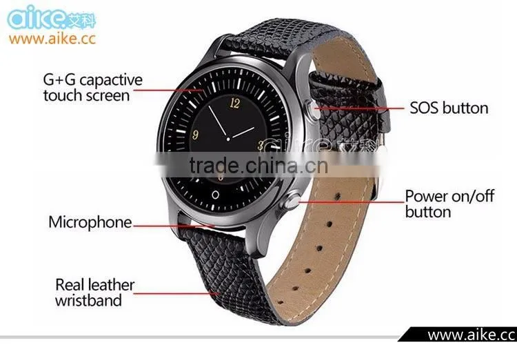 2016 Newest Bluetooth 4.0 IOS&Android Round Smart Watch with SOS call/G-sensor for apple iphone 6plus/6 samsung S6 edge/S5