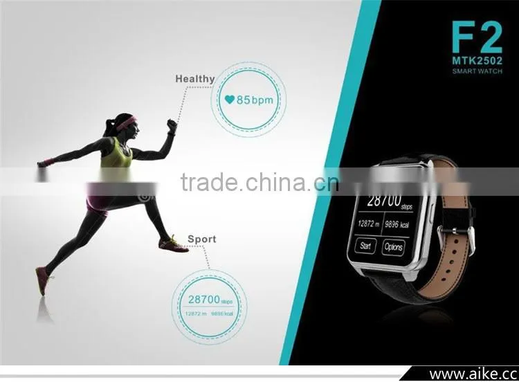 2015 F2 bluetooth Smart Watch Support Gesture and Voice Control MTK2502 1.55" IPS Screen For IOS and Android Smart Phone