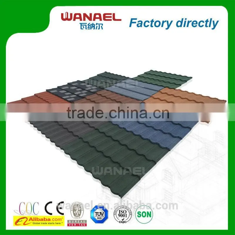 Wanael stone coat steel roof tile/economic roof covering/metal roof dog houses
