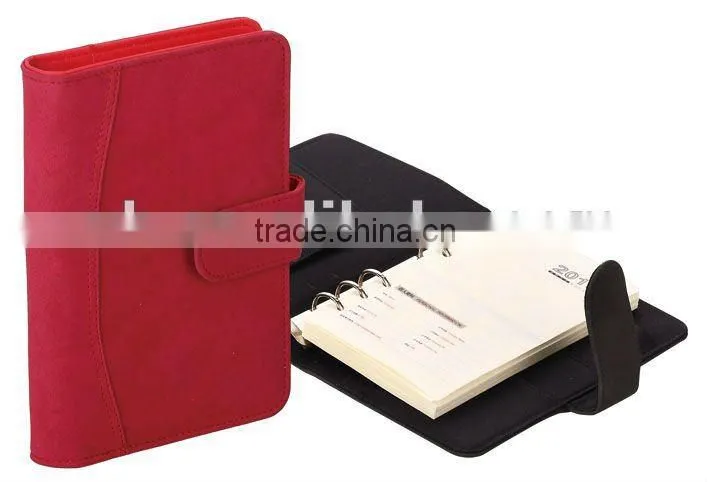 Red black pu cover calendar notepad with binder