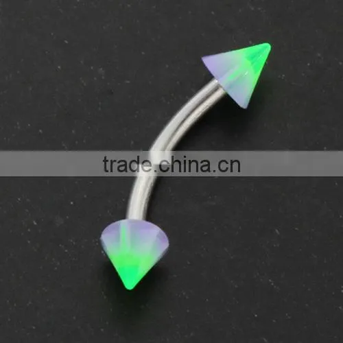 Multicolor Charming Fake Cheap Unique Acrylic Cone Stainless Steel Eyebrow Rings Body Piercing Jewelry