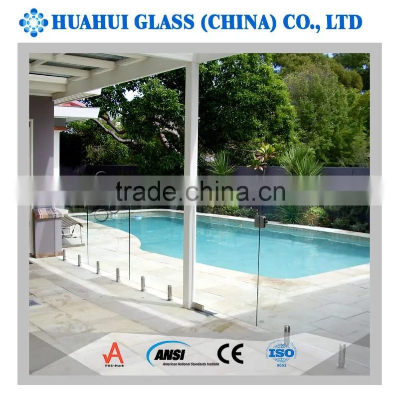 8mm 12mm pool fencing safe tempered glass with ANSIZ97.1 AS/NZS 2208 certificated