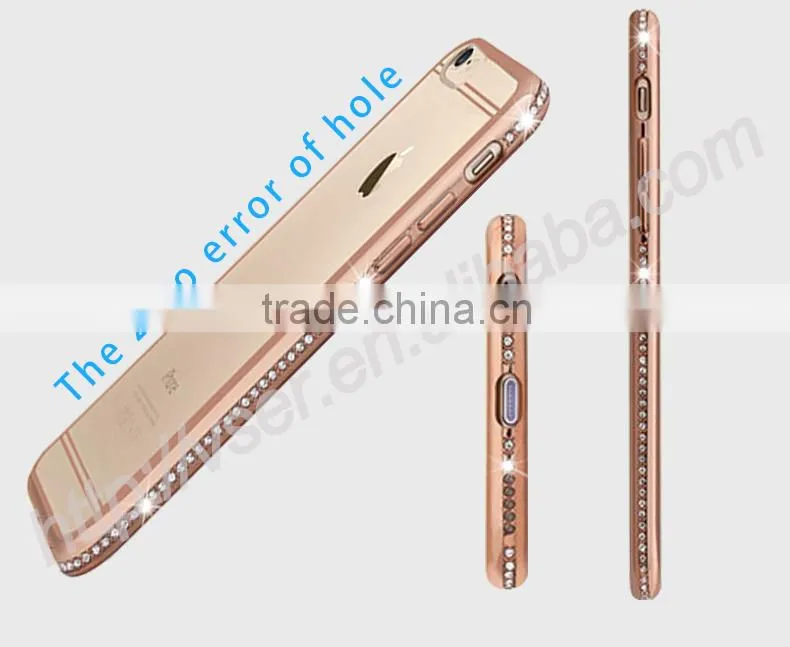 Electroplating Bling tpu transparent clear case for iphone 6 diamond bumper case