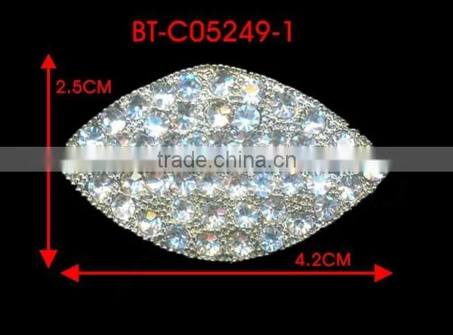 3MM Clear Cystal Garment Jewelry Rhinestone Rhodium Metal Pair Buckle