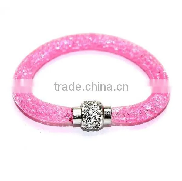 Hot sale fashion multi-color bio magnetic stardust bracelet,mesh crystal charm bracelet