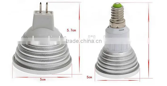 CE MR16 GU10 E27 rgb spotlight led 3W with IR remote control