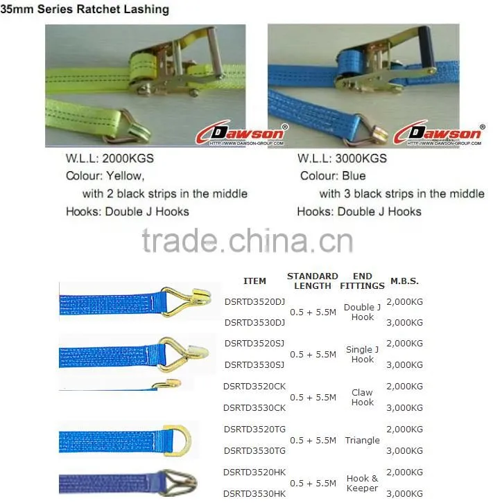 dawson heavy duty Hot sale 35MM Ratchet Tie Down with high quality