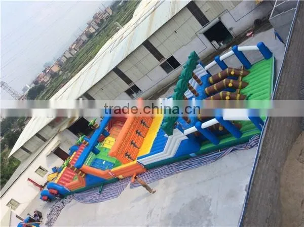 Inflatable jungle adventure obstacle course/ 50m giant inflatable running obstacle for sale