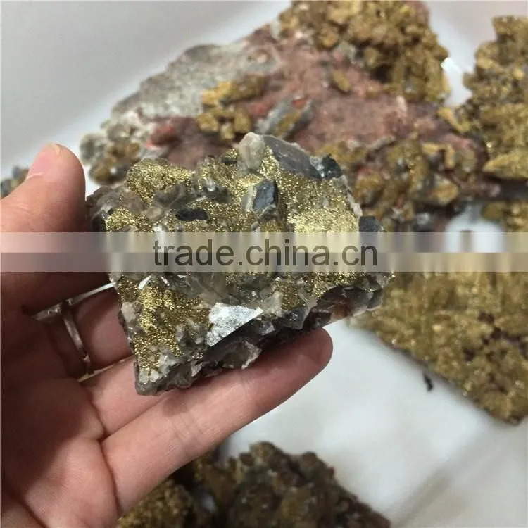 Natural Black Crystal Morion And Chalcopyrite Rough Stones