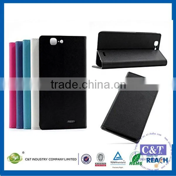 C&T Genuine credit card holder stand pu wallet leather case for huawei ascend g7