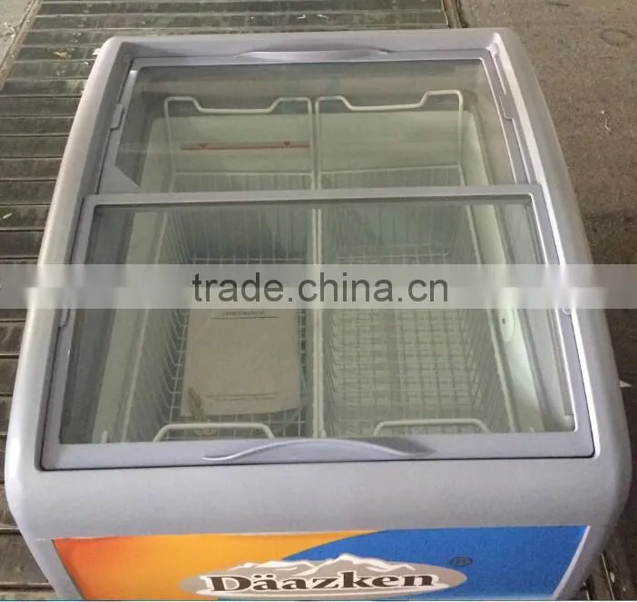 curved glass door freezer ETL outdoor commercial chest freezer