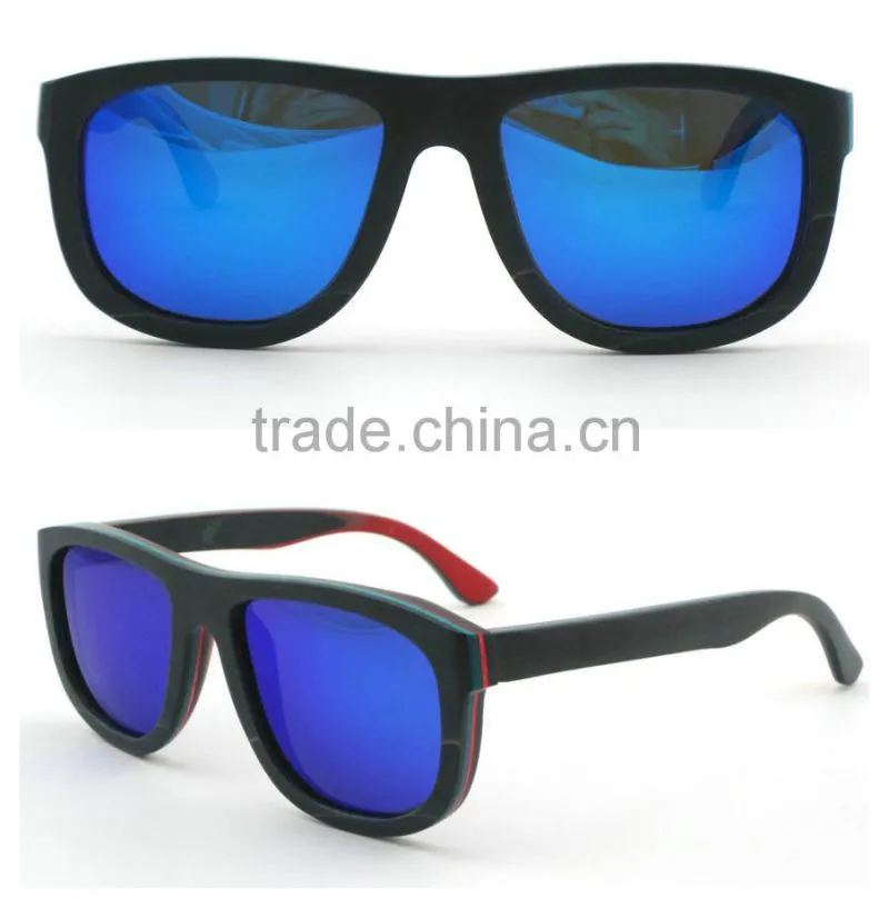 2016 New design mirror custom oak wood sunglasses ,polarized wooden sunlgasses