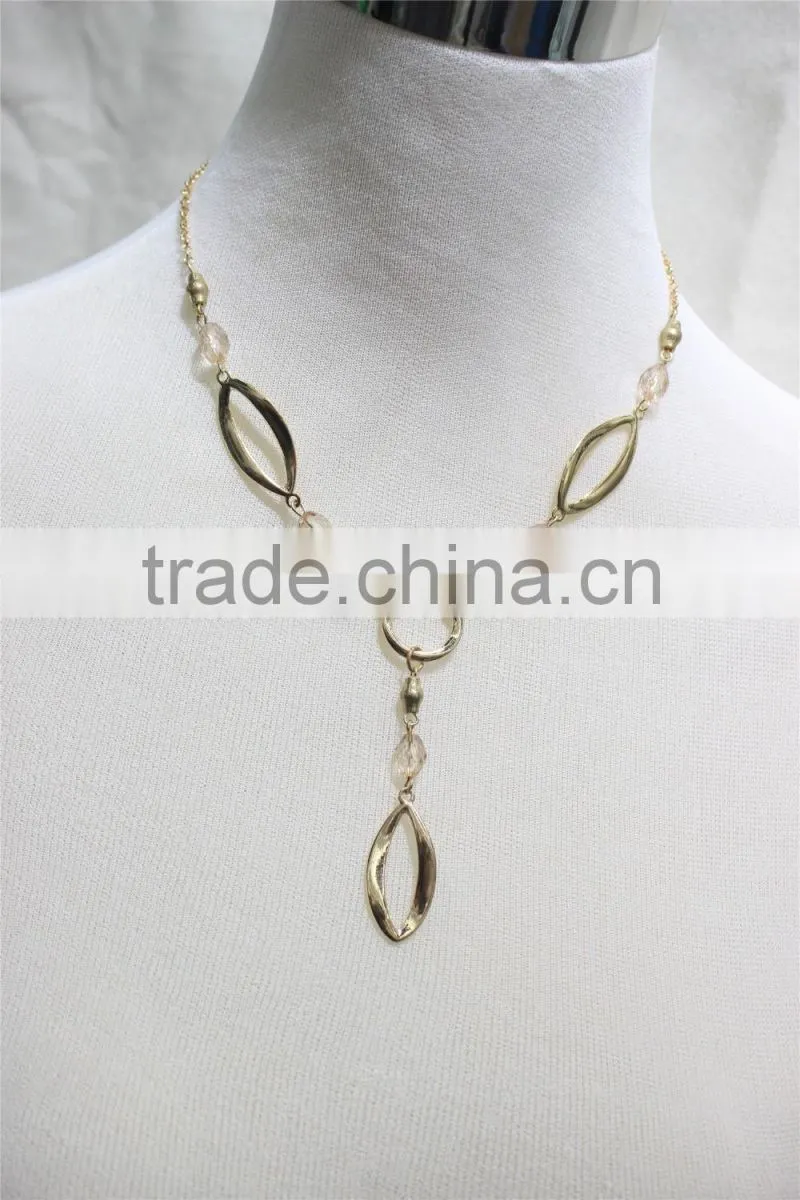 Gold Metal Charm Necklace Peach Acrylic Bead Short Simple Chain Gold Metal Necklace 2016 Fashion Style Wholesale