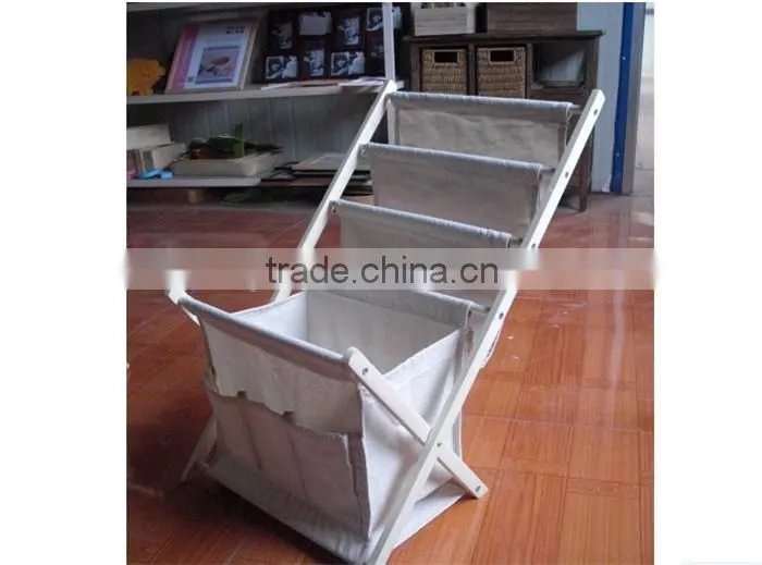 Folding wooden structure fabric gadget organizer