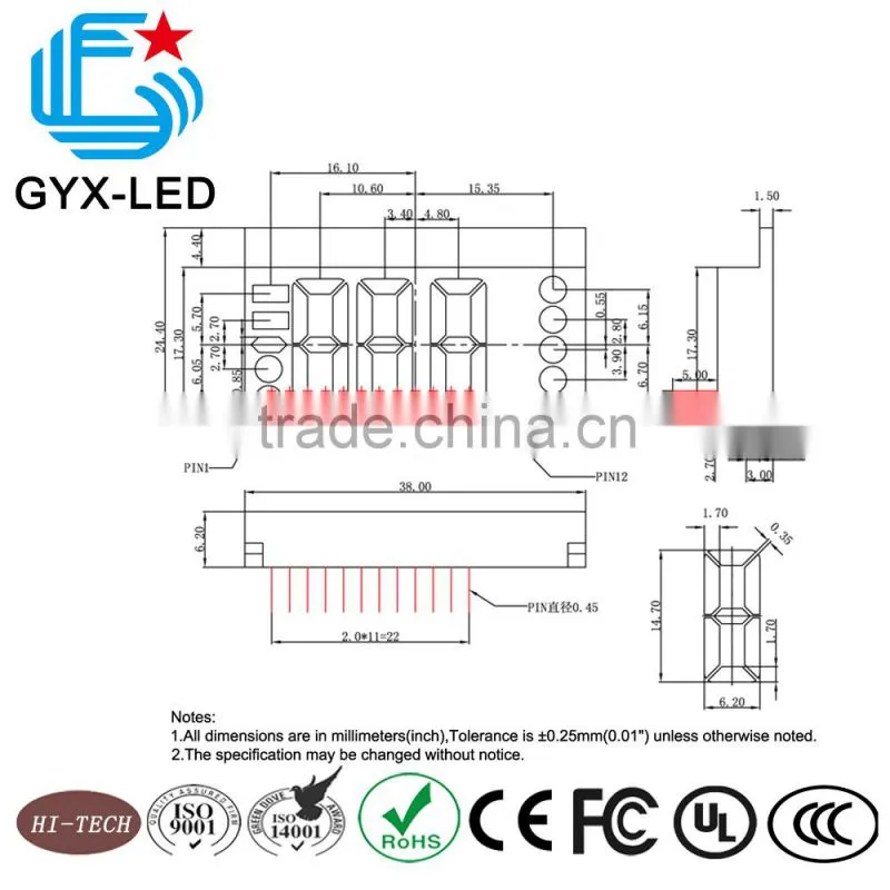 High-quality red color AUX air conditioner custom LED display module