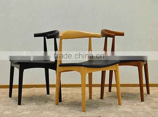 Replica Hans Wegner Elbow Chair with Faux Leather Seat