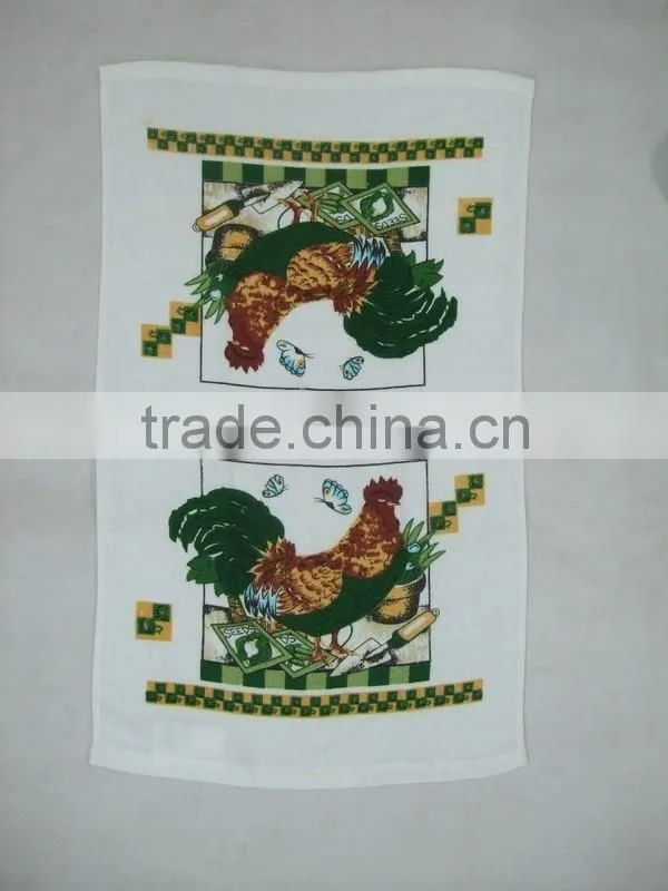 china supplier bulk buy from china rooster design printed kitchen cotton velour tea towel