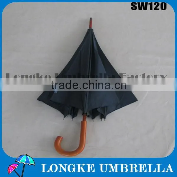 Bule 60cm Wooden Straight auto ope Umbrella/solid color