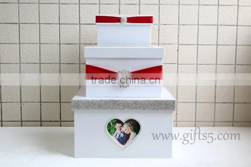Elegant wedding money box with heart shape photo frame