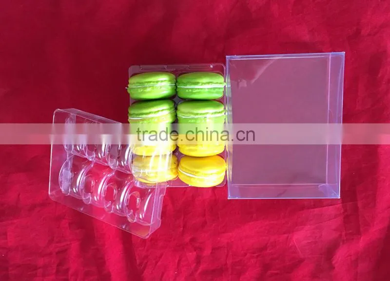 8 pcs customized macaron box clear plastic printed with PET inner trays food industrial use and grade plastic type 5 macaron