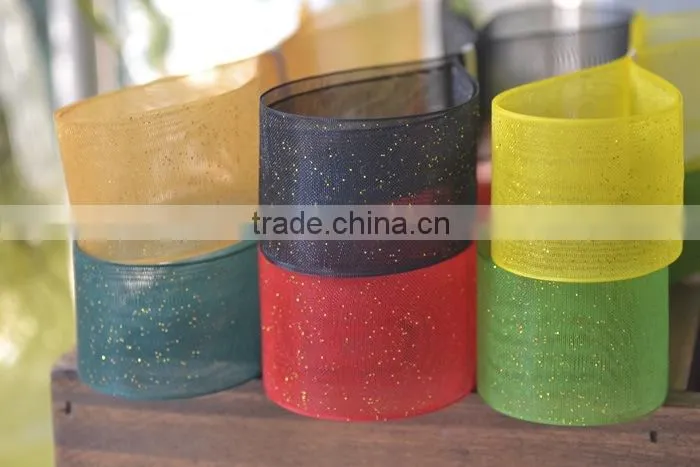 Glitter organza ribbon,mixed colors, 1" wide,DIY handmade gift wrap.200yard / roll.