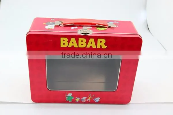 small rectangle cute metal luch tin box for child