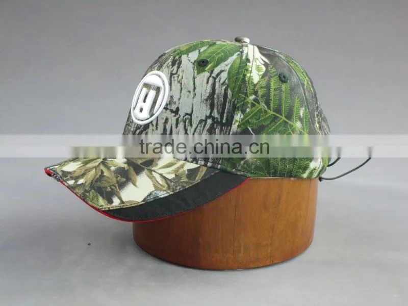 Hi quality 3D embroidery 6-panel Cotton twill LED camo Baseball Cap