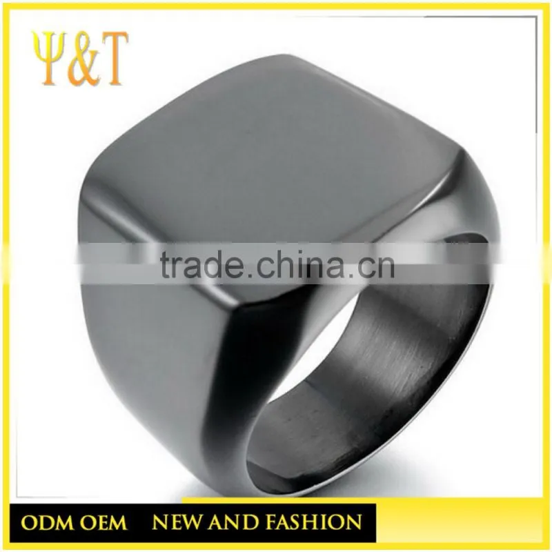 Jingli jewelry cheap factory price black plated stainless steel custom design mens signet rings