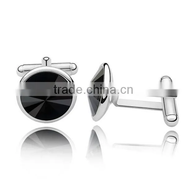 Europe high polishing cufflinks silver metal copper silver cuff link crytsal for men shirts