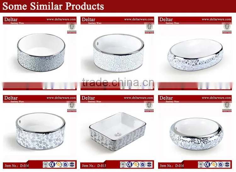 Sanitary ware made in china, modern bathroom vanity with gold flower picture, coloured bathroom basins for sale