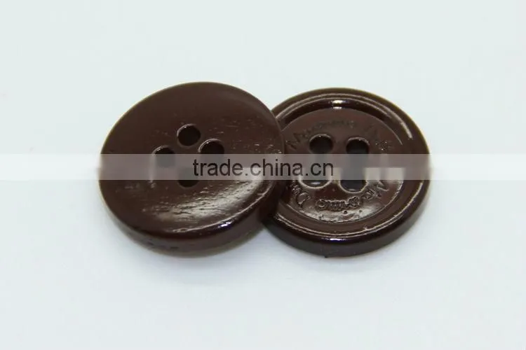 High End Natural Painted Coffee Brown 4 Holes Real Bone Suit Jacket Coat Sweater Buttons with Logo Engraved on