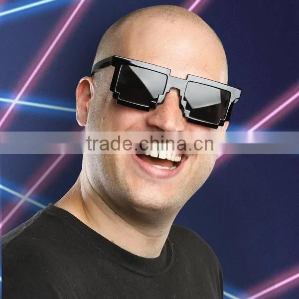 8-bit Pixel Two Tone Glasses Nerd Video Game party Pixelated Sunglasses