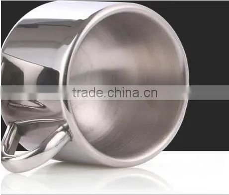 promotional custom double wall stainless steel coffee mug with handle
