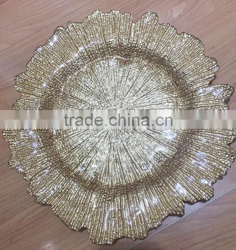 wholesale fancy dishes silver gold glass dish plate