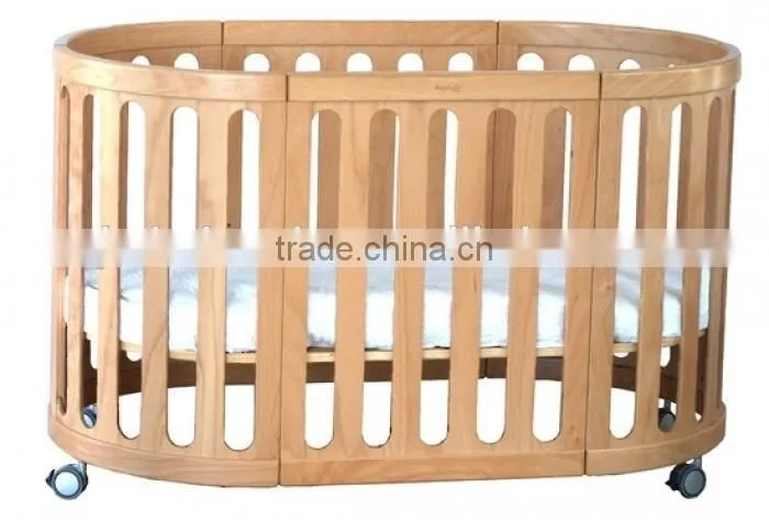 Fashion Model 5 in 1 Wooden Round Baby Cot Baby Crib