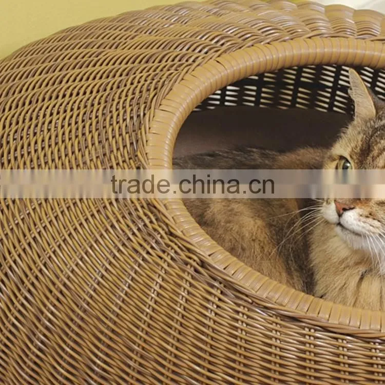 Luxury cat product wholesale wicker hand woven house for cats