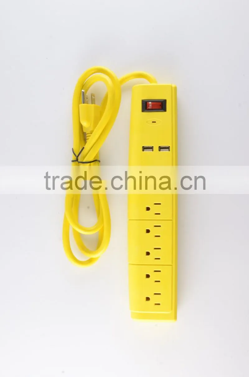 H30147 ETL/CETL Surge Protector 6 Outlet Power Strip with 2 USB Charging Ports Heavy Duty 15 AMP