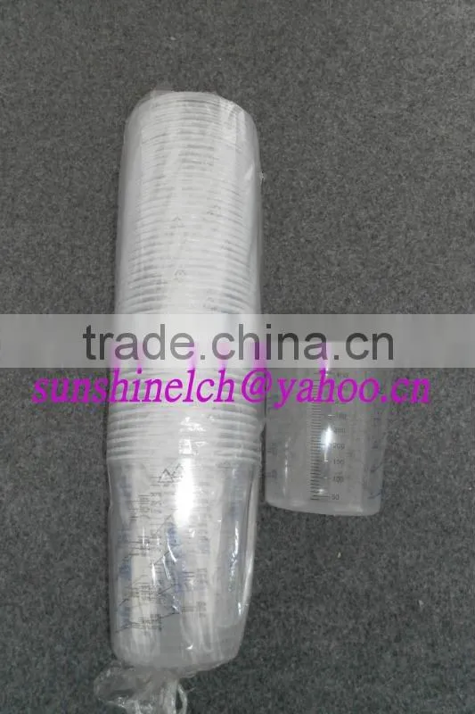 Silicon free plastic/paper paint calibrated mixing cups
