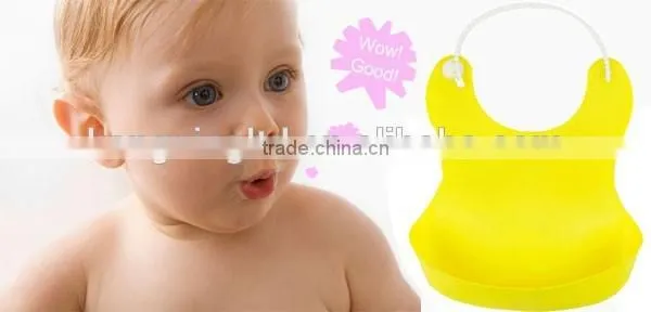 silicone baby waterproof soft bib apron pinafore feeding spill food collector holder