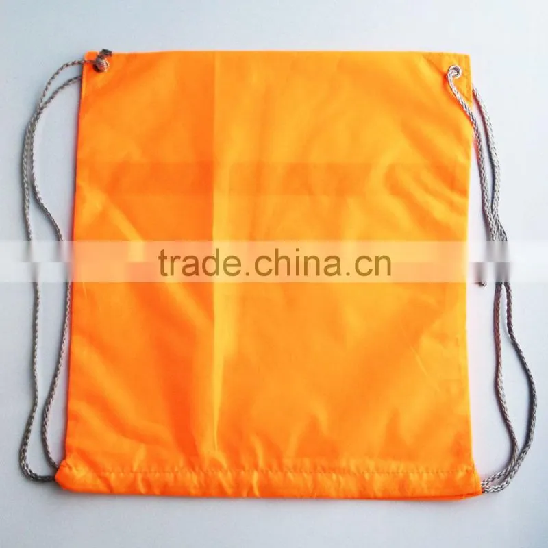 Cheap promotional orange 190T polyester draw string sport bag