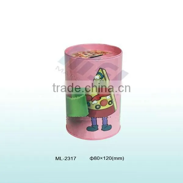 Beautiful printing metal round coin tin can coin bank