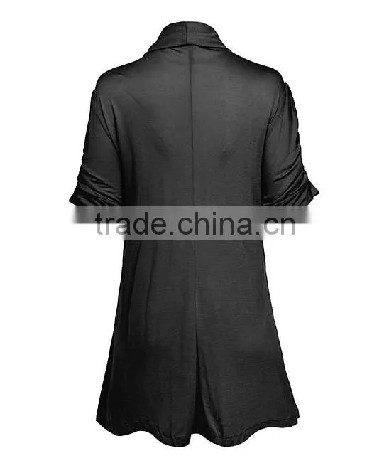 Cheap Stylish Girls Wholesale Women Black Draped Open Cardigan Plus Size Long Sleeve Solid Color Cardigan Wholesale CUSTOM