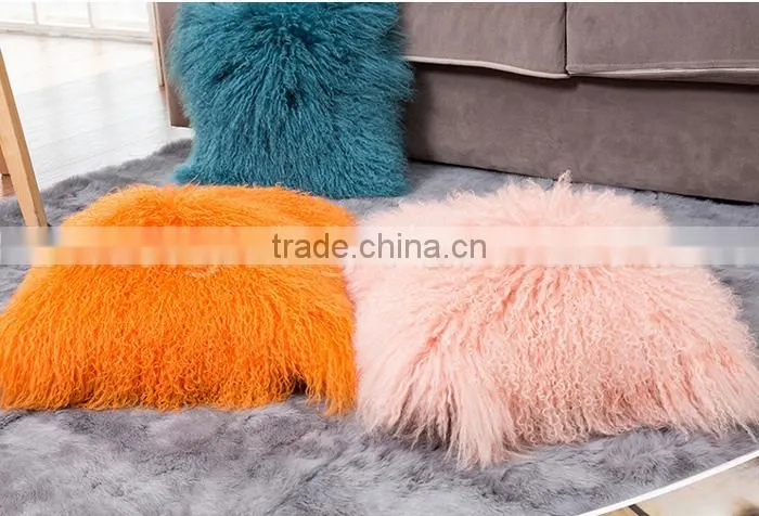CX-D-04N Wholesale High Quality Best Selling Comfortable Lamb Fur Pillow Genuine Mongolian Sheep Fur Pillows