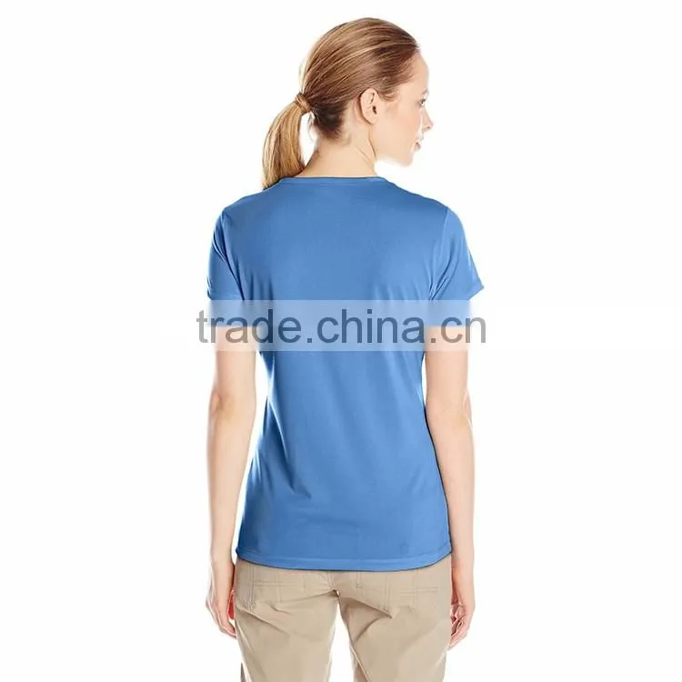 OEM and ODM welcomed Cotton Spandex White / Grey Plain Womens Deep V Neck short sleeve T Shirt
