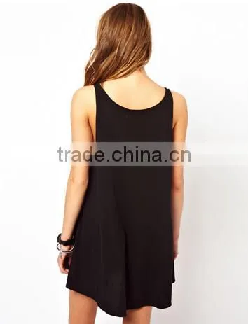 Cheapsale Summer Printed Ladies Loose Solid Color Casual Dress OEM Service Bulk Dress