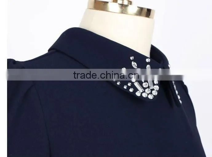 EW1681 Long Sleeves Chiffon Short Skater Dress with Braid