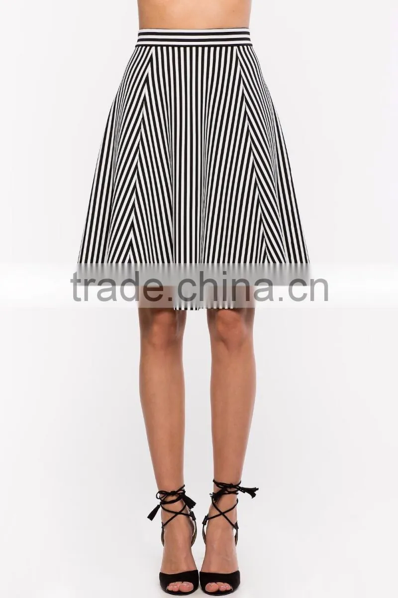 China wholesale high rise directional stripe midi skirt women fashion skirt 2016