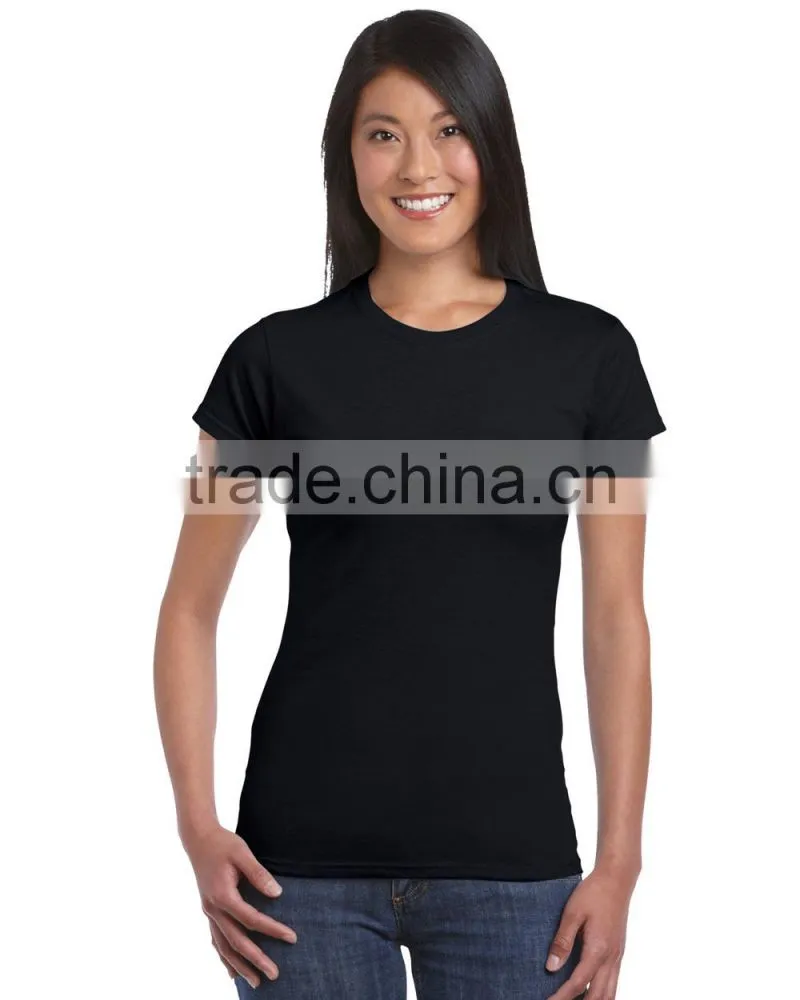 wholesale good quality pure cotton bulk women round neck plain t shirt