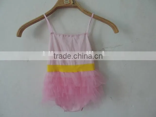 Hot children girls fashion clothing ruffle cherven romper summer vacation wholesale 2016 kids party clothes
